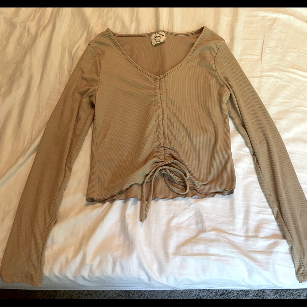 Beige cinched long sleeve